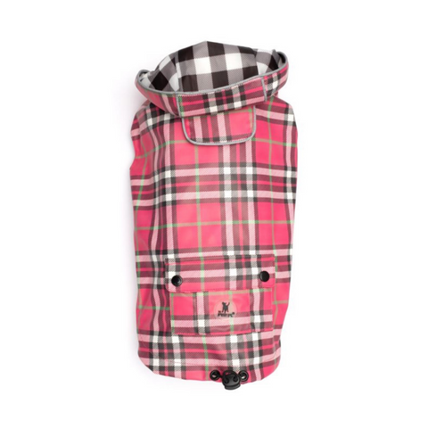 plaid pink raincoat for dogs