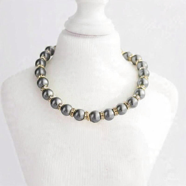 Pearls Charcoal Blue